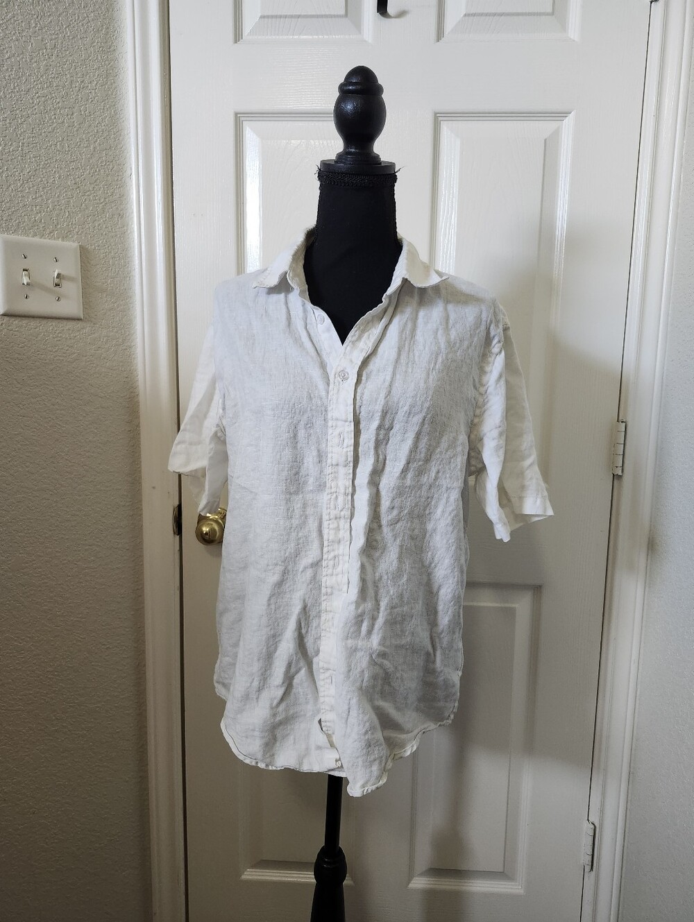 Quince White Linen Short-Sleeve Button-Down Shirt